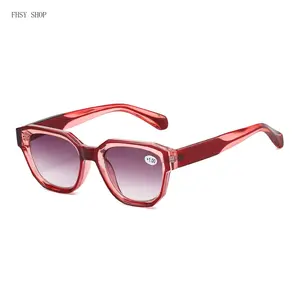 FHSY SHOP Vintage Red Cat-Eye Reading Sunglasses +1.00 UV Blocking Anti-Glare Gradient Lens Comfortable Non-Slip for Women Streetwear Vacation Everyday Fashion Glasses LED Light Stickers