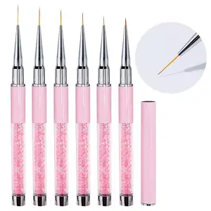 ✨6-Piece Professional Nail Art Liner Brush Set - Ultra-Fine Detail Brushes for Line Drawing, Floral Painting, UV Gel Sculpting, 3D Design, and Acrylic Powder Detailing with Glitter Handle