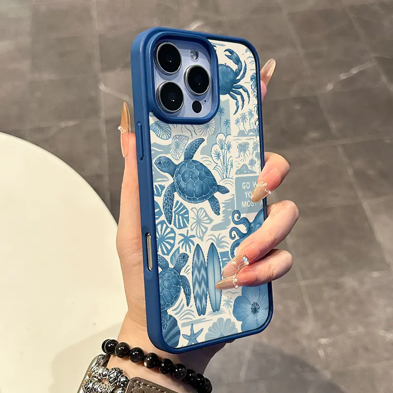 Magnetic Coquette Case for iPhone 17 16 E Pro Max 15 Plus 14 13 12 11 XS XR, Pastel Ocean Explorer Blue Design | Shockproof, Girly, Stylish, Silicone, and Trendy Protection