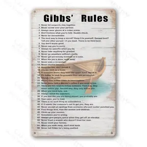 Gibbs Rules Vintage Metal Sign, Decorative Plaque, Rustic Design Humorous Wall Art for Home Bar Cafe Restaurant Farmhouse Garage Decor, Home Decoration, Vintage Garage Signs, Novelty Decor, Perfect for Christmas Gift