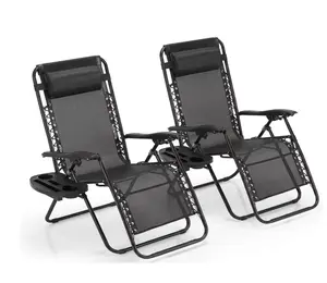 2-Pack Zero Gravity Lounge Chairs,Folding Recliners with Pillow & Cup Holder for Outdoor Patio, Pool, Beach