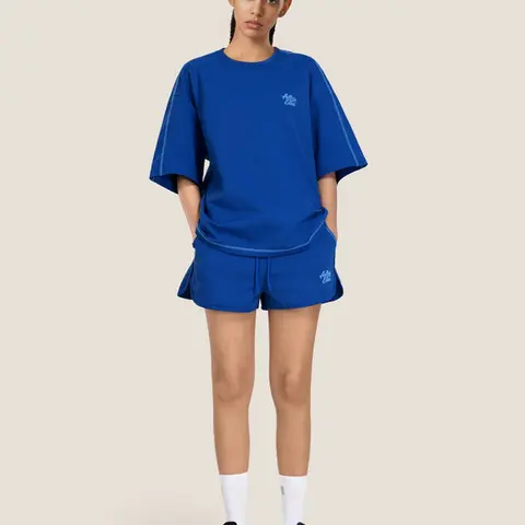 AELFRIC EDEN Cloud 2-Piece Shorts Set, Unisex Soft Stretchy Oversized Tee and Relaxed Streetwear Shorts with Elastic Drawstring, Basic, Fabric, Loose, Pockets,Lightweight, Drape, 2 Piece Sets, Two Piece Sets Women, Fit, Woman 2 Piece Set