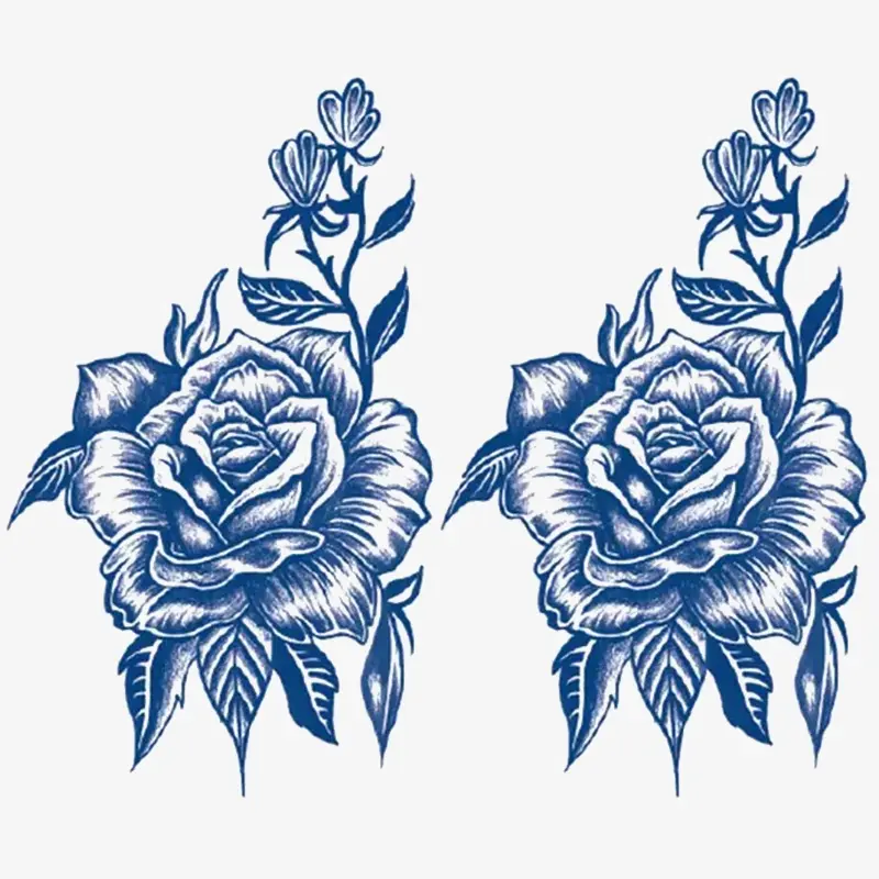 2 Pack Herbal Juice Temporary Tattoo Stickers, Waterproof Rose Flower Design, Body Art Tattoos for Women Hands Legs Neck