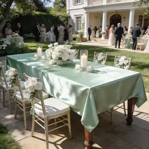 1 piece of sage green tablecloth, high-quality sage green rectangular satin tablecloth, polyester tablecloth suitable for multiple scenarios, smooth and versatile tablecloth, wedding decoration wallpaper, Valentine's Day decoration wallpaper,
