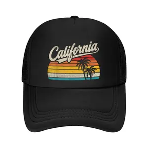Vintage California Sunset Palm Trees Summer Vacation Vibes Baseball Cap