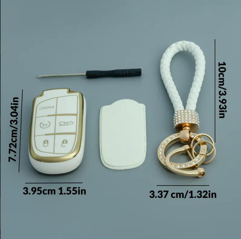 Key Fob Cover, TPU Car Keys Protector Case For For jeep Chrysler 200 300 For Dodge For RAM For Challenger For Journey Smart Remote Keyless，5 button key sleeve case cover
