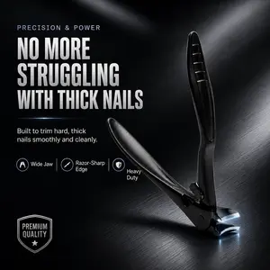Professional black long-handled toenail clippers suitable for seniors, thick and hard toenails and fingernails; wide-mouth splash-proof nail clippers; nail file included; heavy-duty pedicure tools.