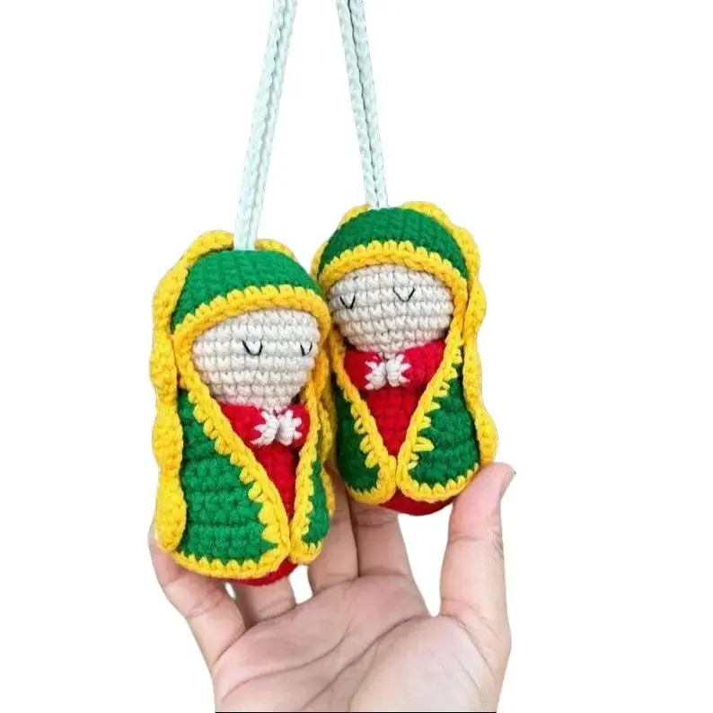 Handmade Crochet Rosary Our Lady Of Guadalupe Hanging For Car Mirror