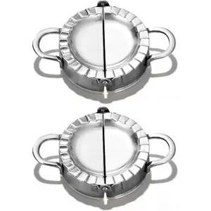 2Pcs Stainless Steel Dumpling & Wonton Maker Molds, Easy Press Mould Tools for Dumpling Wrapper Cutting, Dough Press & Pastry Pie Making
