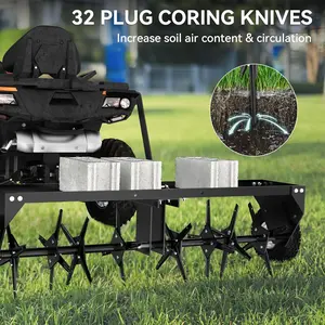 YINTATECH 48" Tow Behind Lawn Aerator with Universal Hitch; Designed to Pull Behind Lawn Plug Spike Aerator for ATV & Tractors, Black