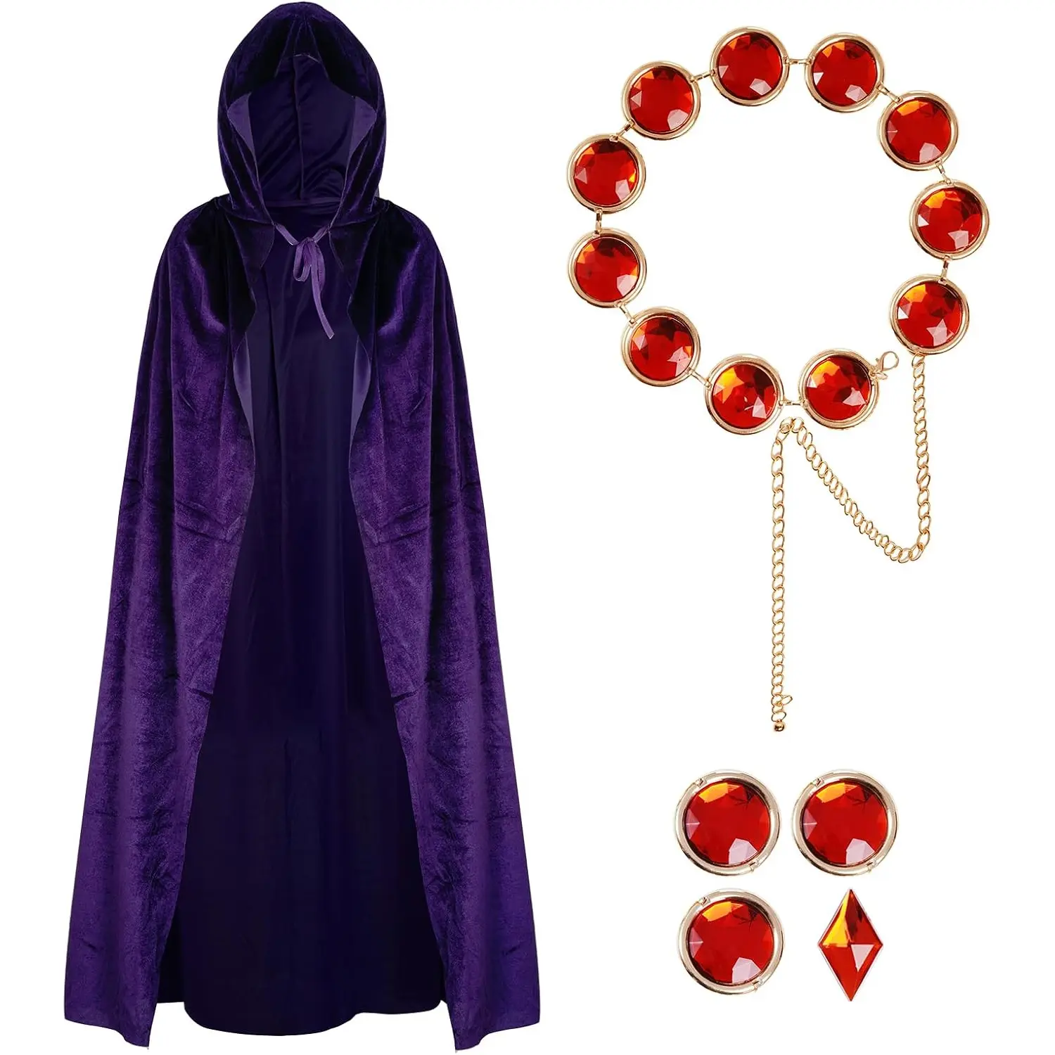 Rbenxia Raven Costume for Women Purple Cape and Anime Cosplay Waist Belt