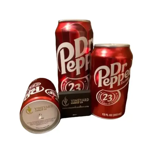 Vineyard Candle Co - Dr Pepper Scented Soy Wax Candle - 7.5, 12, 16 oz cans Decor Gift Decor Gift Glass Hand candle