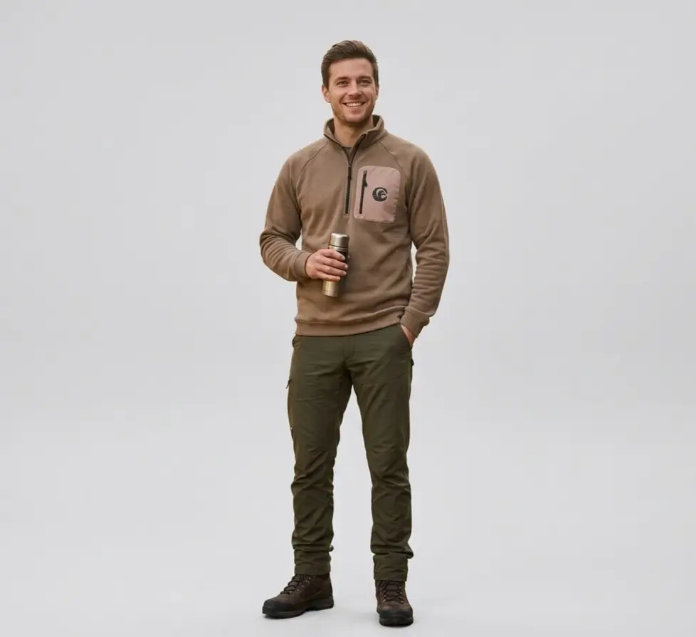 Men's Casual 1/4 Zip Mock Neck Sweatshirt with Utility Front Pocket