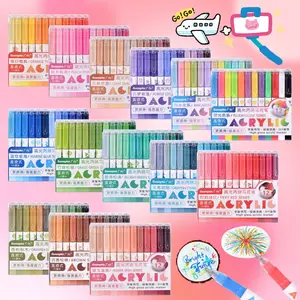 12pcs Liquid Highlighter Acrylic Markers, Student Art Painting Pens, Washable Soft Tip Watercolor Pencils, Fluorescent Ink, Moleskine Compatible