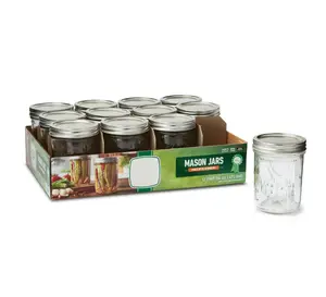 Mason Jars with Lid and Band, Regular Mouth, 8 oz, Pack of 12 - Ideal for Cooking and Storage - Bottles Containers Kitchen