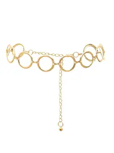 Women's Dangle Circle Waist Chain, Gold-Tone 109cm Alloy Waist Chain, Ladies Fashion Body Jewelry