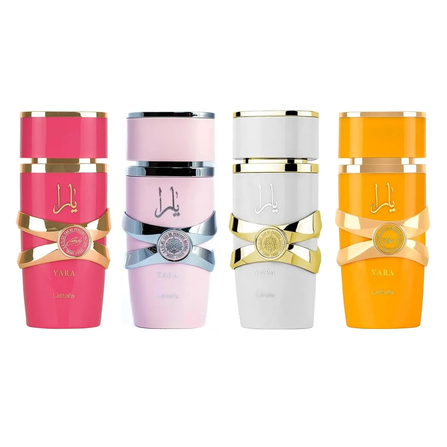 Yara Collection by Lattafa for Women - 4 Pc Mini Gift Set 0.16oz Yara EDP Splash, 0.16oz Yara Tous EDP Splash, 0.16oz Yara Moi EDP Splash, 0.16oz Yara Candy EDP Splash