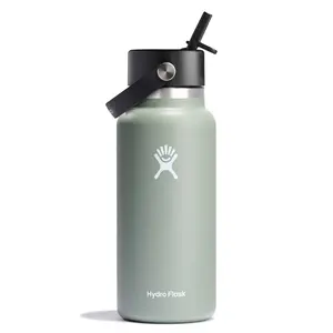 Hydro Flask 32oz Wide Mouth Flex Straw Bottle - Agave: Vacuum-Insulated, BPA-Free