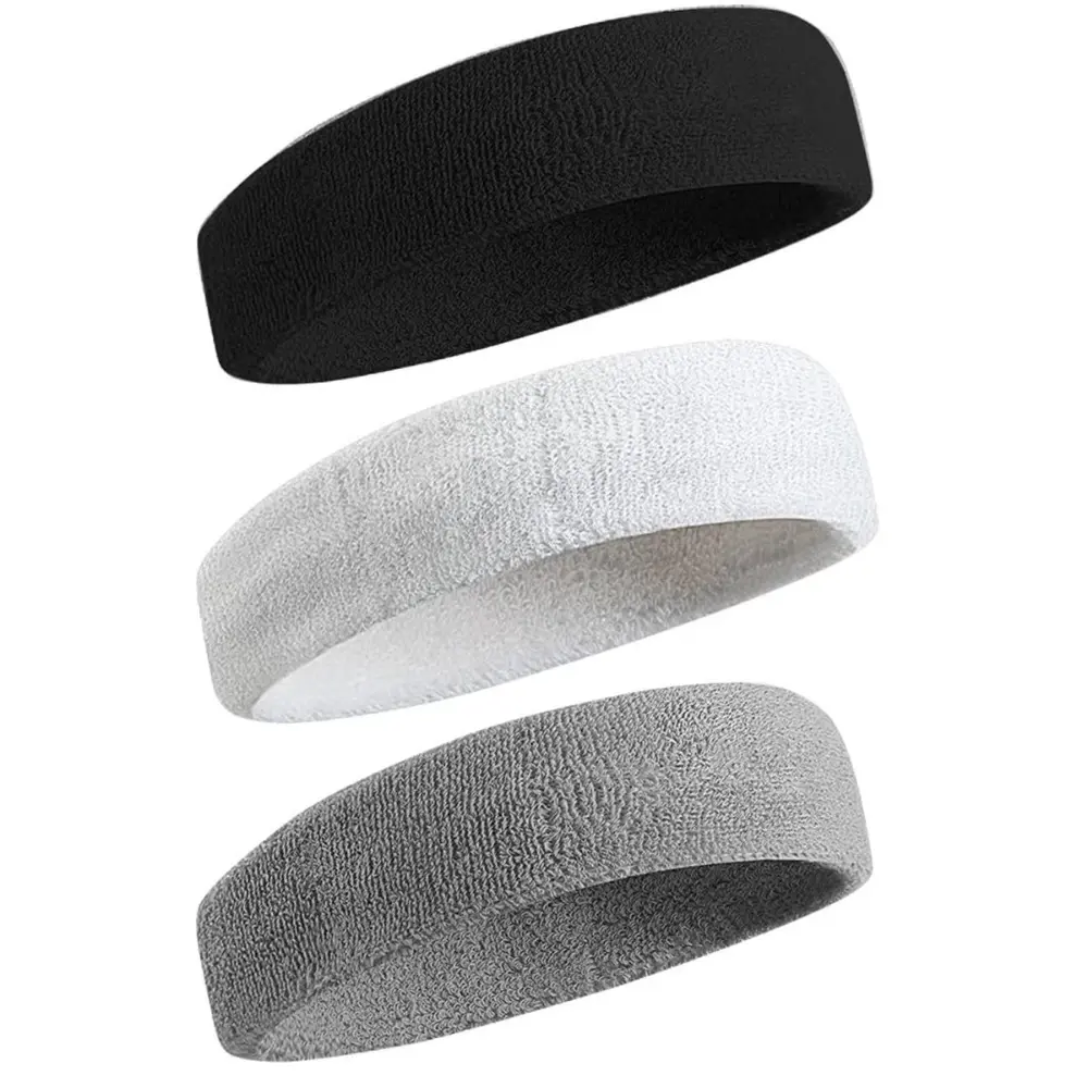 Unisex 3-PCS Sports Headbands - Sweatproof, Moisture Wicking, Elastic Breathable Moisture Sports Headbands for Running, Gym, Tennis, Headband