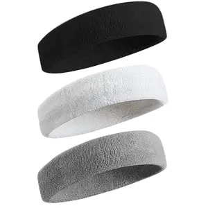 3 PCS Unisex Sports Headbands, Sweatproof Moisture Wicking Sweatbands, Elastic Breathable Headbands for Tennis, Basketball, Running, Gym and Workout