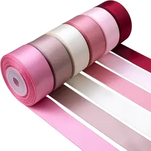 6 Rolls Satin Ribbon, 25mm/10 Yard Party Decoration, High Density Rose Silk Glossy Fabric, Floral Decor, Handmade Crafts, Gift Wrapping