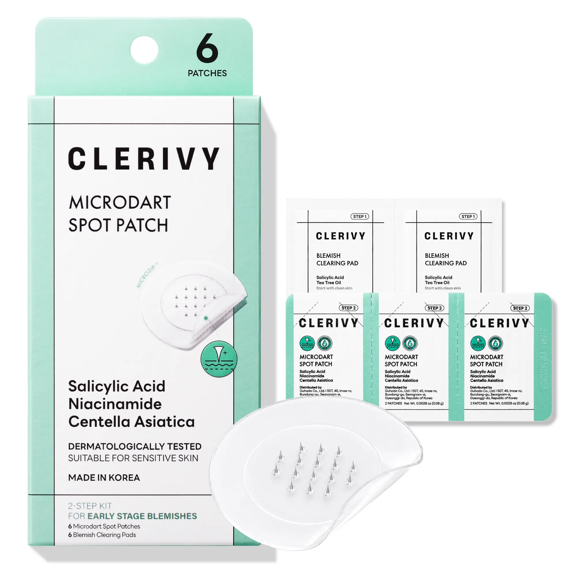 [Clerivy Official] Microdart Spot Patches, Salicylic Acid, Panthenol & Niacinamide, Dissolving microdarts for early-stage blemishes with Blemish Clearing Pads & reusable Storage Pouch. Vegan Korean skin care.