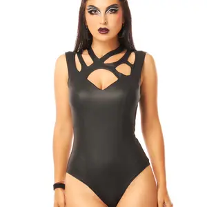 Branch Leotard (Womenswear, Bodysuit, Sleeveless, Faux Leather, Cutouts, Stretchy)