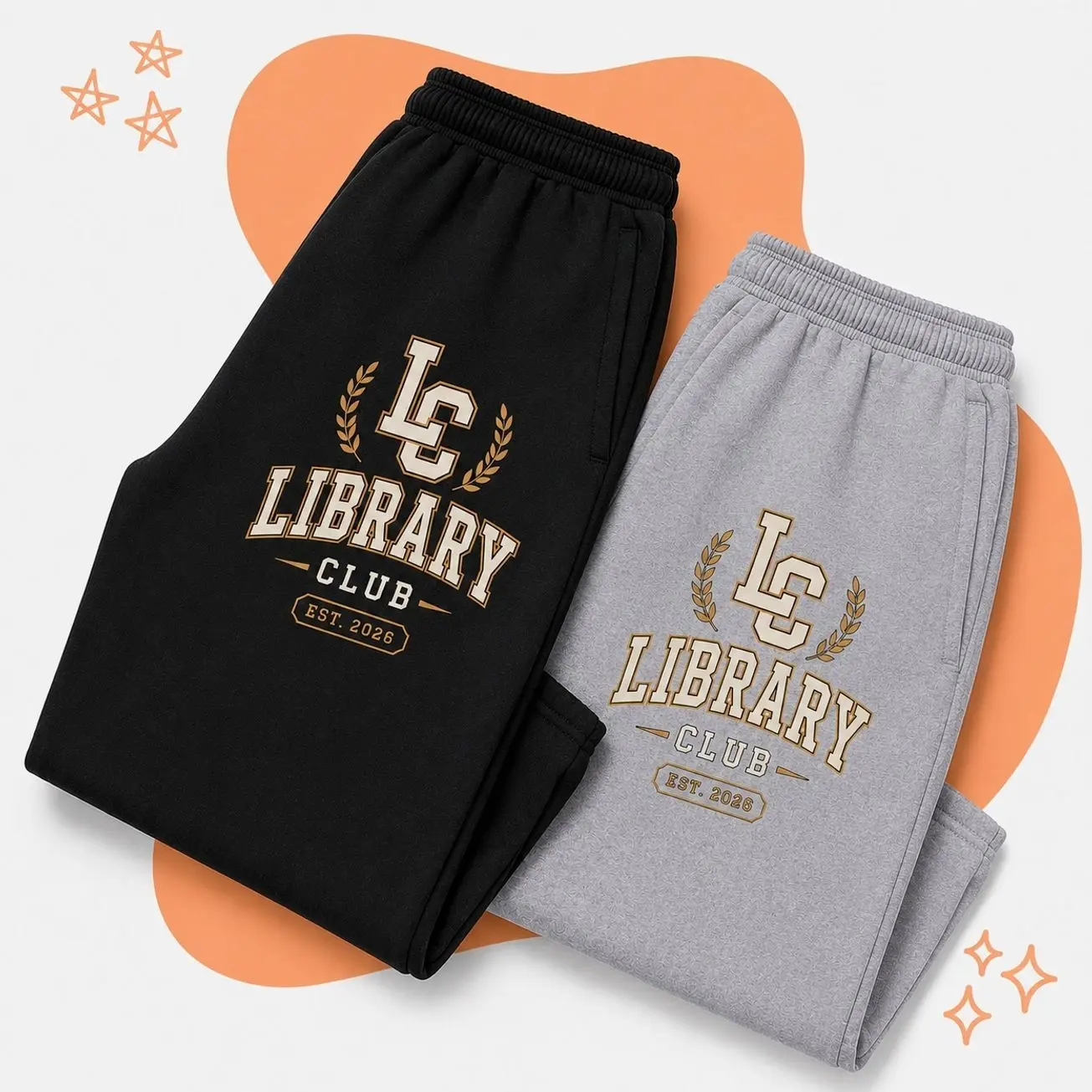 Library Club Sweatpants for Men and Women, Oversized Fleece Joggers, Soft Cotton Blend, Elastic Waist, Relaxed Fit, Y2K Streetwear Style, Cozy Lounge Pants, Perfect for School, Gym, Travel and Everyday Wear B