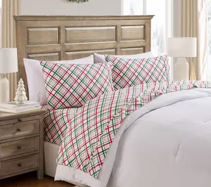 Hallmark Joy to the World Plaid Cotton Sheet Set, King