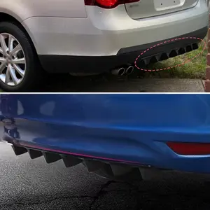 Car Modification New Style Universal Rear Bumper Spoiler Diffuser Gloss Black 7 Wing Fin Style Lower Body Lip 3pcs/set