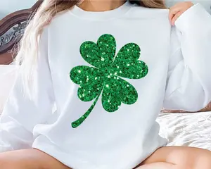 Lucky Sweatshirt, Glitter Shamrock Sweatshirt, Irish Crewneck, Women Glitter Patrick's Day Sweatshirt, Shamrock Shirt Women