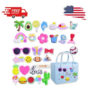 Charms for Bogg Bag, 30pcs Accessories Letters Flowers Baseball Beach Bag Charms