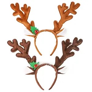 Reindeer Antlers Headband, 2PCS Deer Antlers with Bells Cute Christmas Reindeer Ears