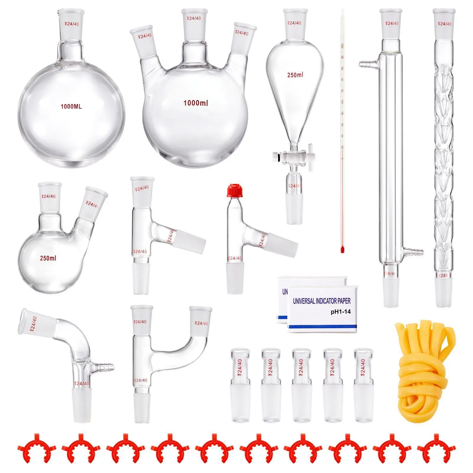 VEVOR Lab Distillation Kit,  , 3.3 Boro Lab Glassware Distillation Kit with 24, 40 Joint, 1000ml Essential Oil Distillation Apparatus Kit, 29 pcs Set of Glassware Equipment#BackToSchool
