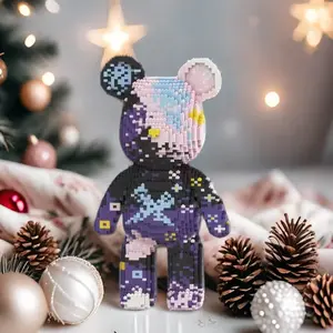 Starry Graffiti Bear 3D Puzzle Building Block Creative Decoration, Perfect Gift for Birthday Halloween Valentine Christmas Eve DIY Craft Lover