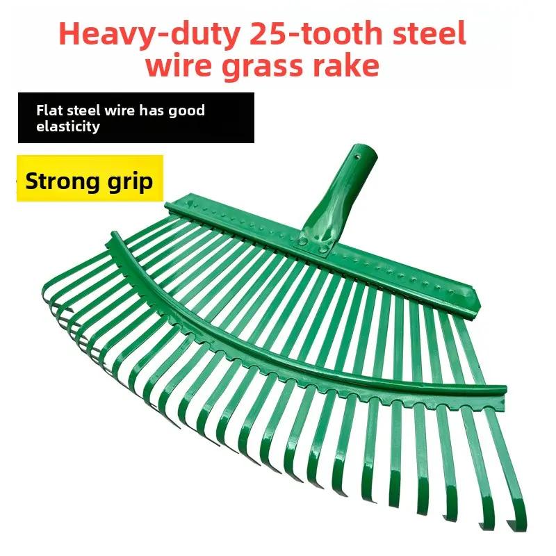 Leaf Rake Garden Rake Metal Lawn Sand Mulch Bush Yard Landscape Rake for Leaves and Grass Weed Control Tool
