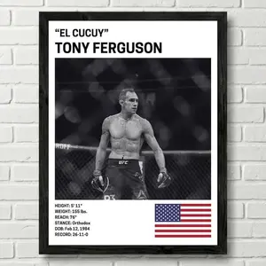 Tony Ferguson Poster, Fighter Wall Art Decor, UFC, Mixed Martial Arts Print, mma Canva for Home Gym, Sports Fan Wall Decor, Man Cave
