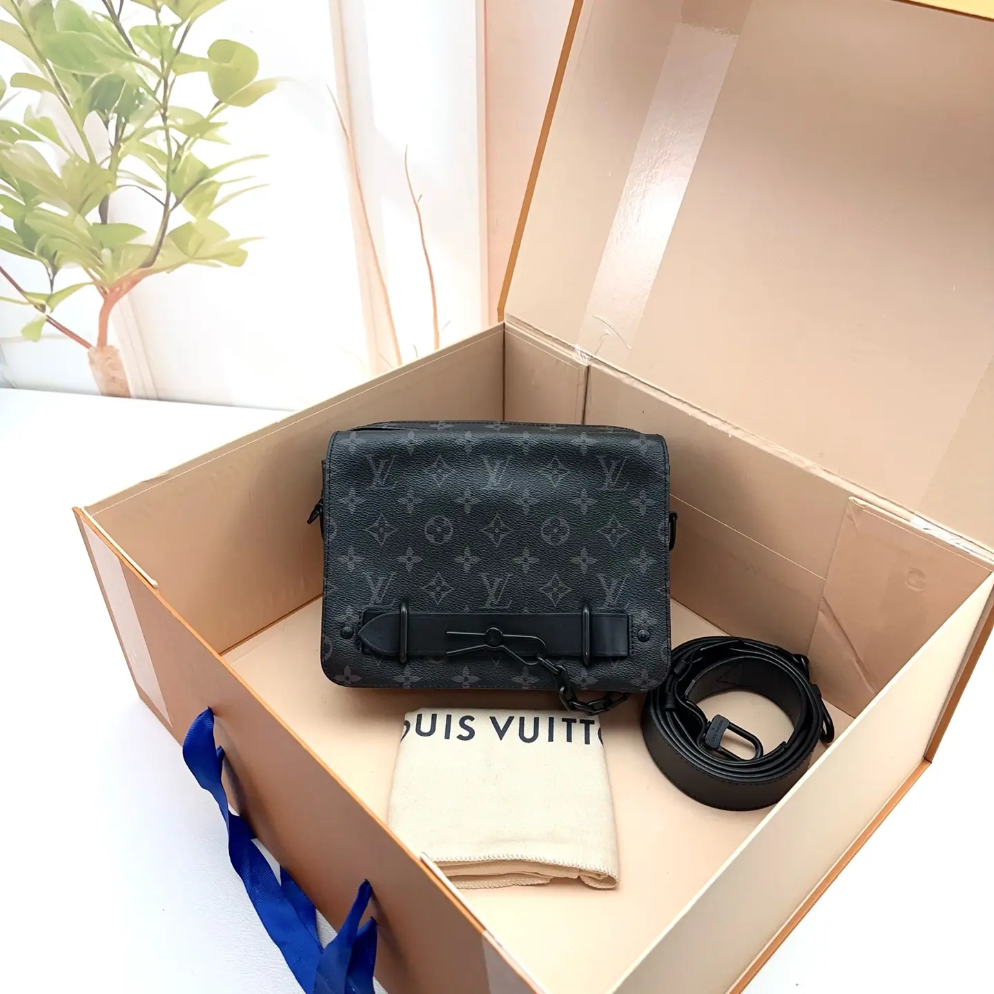 Pre-owned Louis Vuitton Black Monogram Eclipse Canvas Steamer Messenger Bag 0729qiqi 23858369