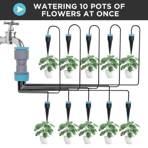Automatic Micro Drip Irrigation Kit with 10 Nozzles, Automatic Watering Devices, Durable Adjustable DIY Garden System for Flowers & Potted Plants, Easy to Install Efficient Watering Solution (summerwins)
