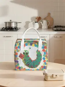 Caterpillar Pattern Lunch Bag, Portable Insulated Handbag, Non-Contact, Suitable for Work, School, Picnic, Travel, All Seasons, Casual Style
