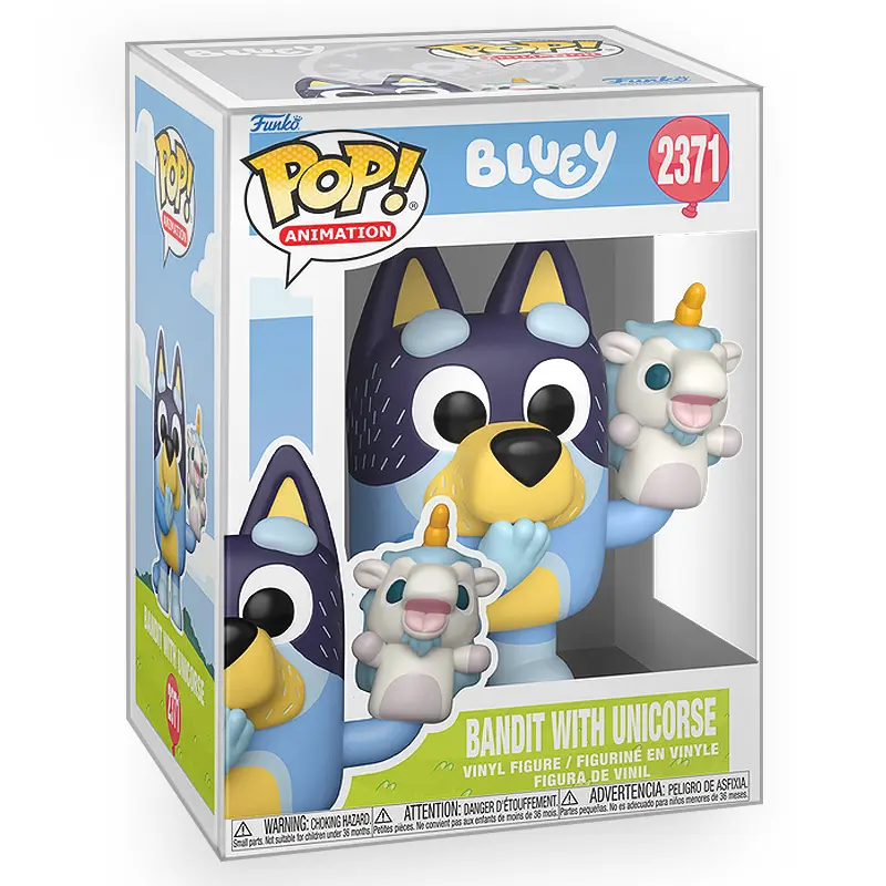 Funko POP Animation: Bluey - Bandit With Unicorse Vinyl Figure with Epic Collectibles Premium Box Protector Included