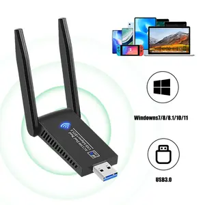 2-in-1 USB Wireless Network Adapter, AC1300 USB WiFi Adapter with 5G/2.4G Dual Band, USB Bluetooth Adapter for Desktop/Laptop, Wireless Network Adapter with 5dBi High-Gain Dual Antennas