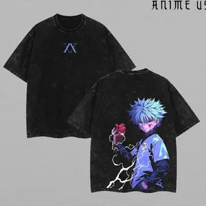 Killua Zoldyck x Hunter X Hunter Unisex Oversize Anime Manga Washed Heavyweight Cotton T-shirt, Gift For Anime Fan, Anime Lover ,  Killua Fan BDH