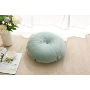 Round Large Floor Pillow Meditation Cushion Seating for Adults, Velvet Thick Floor Cushion for Yoga Living Room Balcony Outdoor Tatami 18 Inches Green