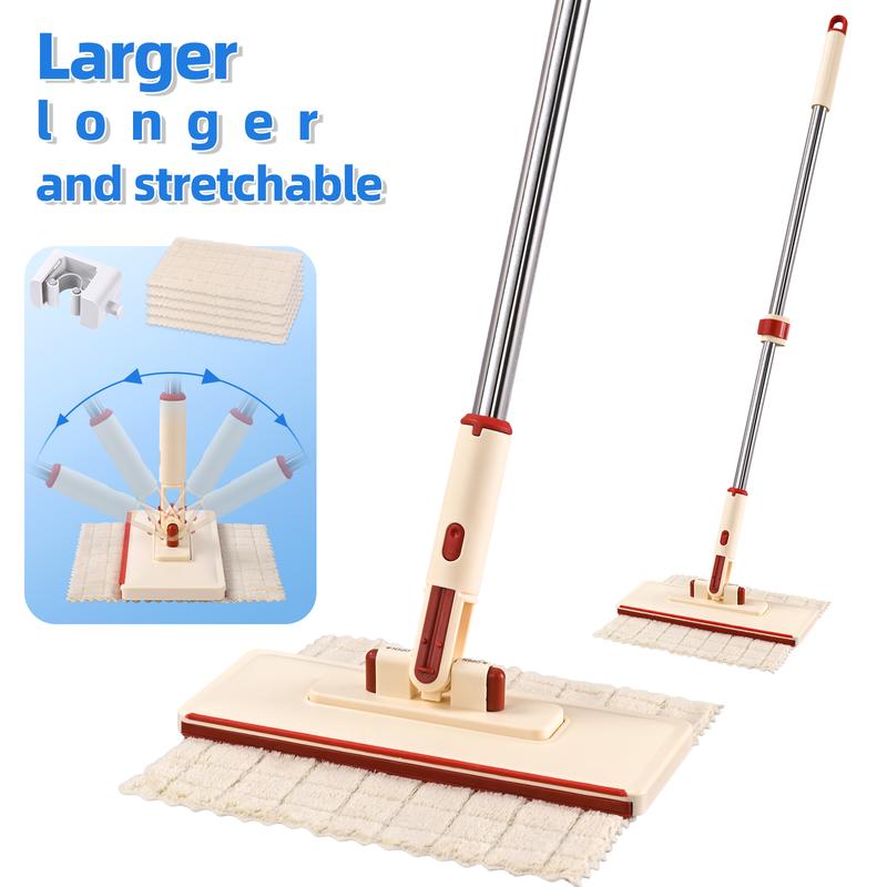 2026 Upgraded Snap Grip Mop Extendable – Contactless Flat Mop for Wet and Dry Cleaning Includes 1 Mop and 6 Microfiber Cloths Locking Head for Floors Walls Corners & Tight Gaps