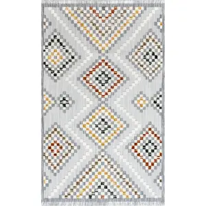 Marceline Colorful Modern Diamond Fringe Area Rug