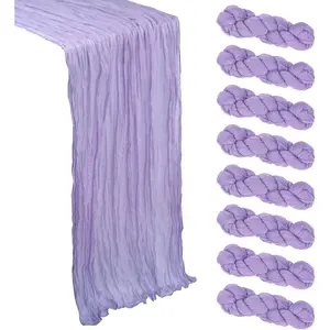 8 Pack Lilac Purple Cheesecloth Table Runner 10Ft Easter Spring Lavender Gauze Cheese Cloth Table Runner 120 Inch Boho Sheer Rustic Fabric for Holiday Decor Bridal Baby Shower Wedding Decoration