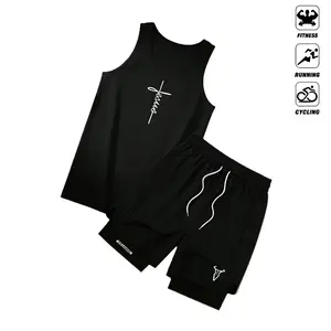 Streetwear Gym Tank and Shorts Set, 2-in-1 Lined Workout Shorts, Breathable Training Outfit for Men