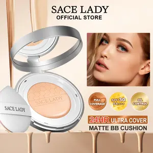 SACE LADY Full Coverage BB Cushion Foundation SPF30 PA+++ – Waterproof Oil Control Cushion Makeup, Long Lasting Matte Finish, Sweat-Proof & Transfer-Resistant