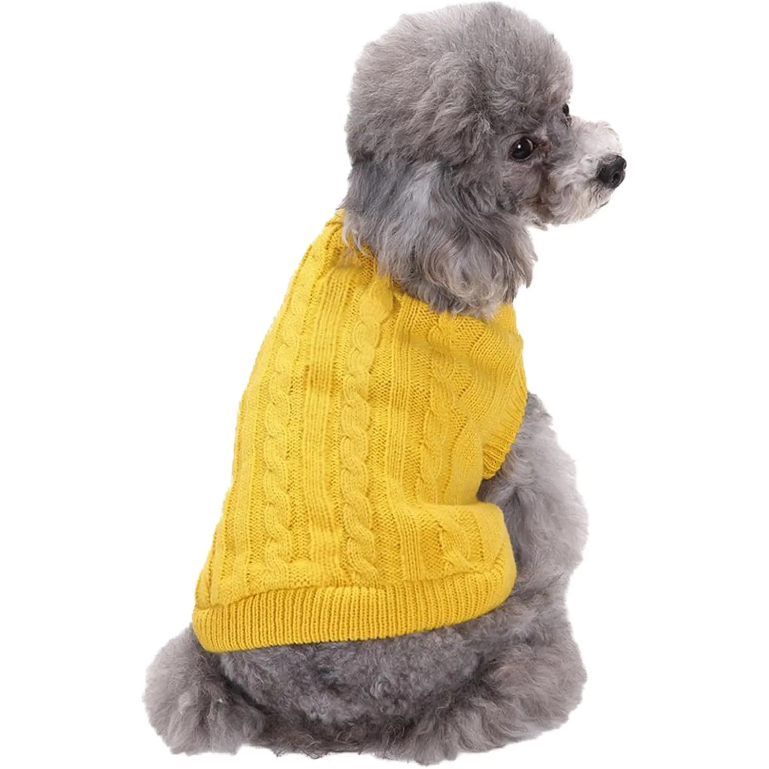 Paws & Plush Knitted Small Dog Sweater – Warm Yellow Winter Sweatshirt for Puppies & Cats (Small) CHBORCHICEN